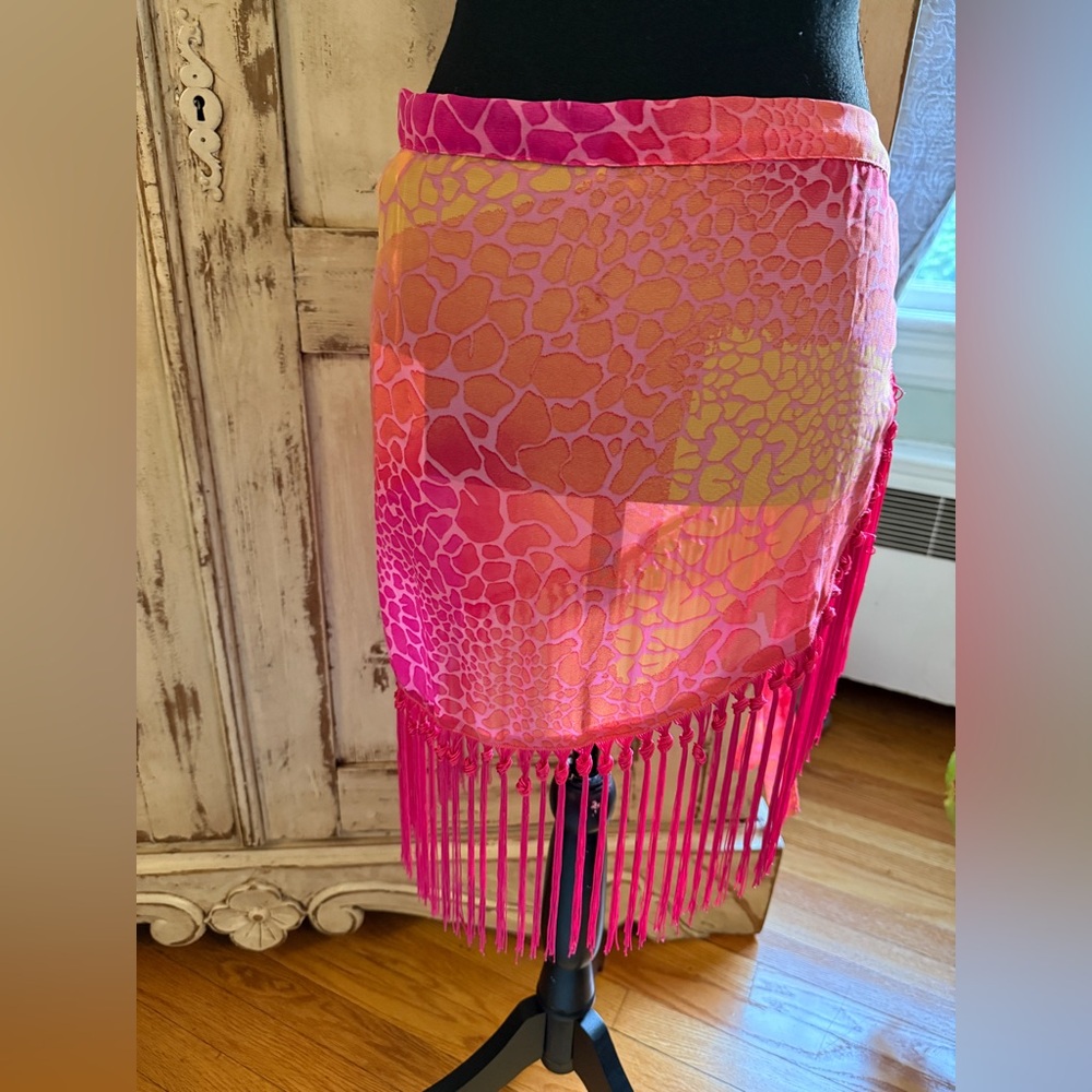 Tinibikini swim wrap cover up w/fringe hem. OSFM. NWT. Pink.Festival, beach,